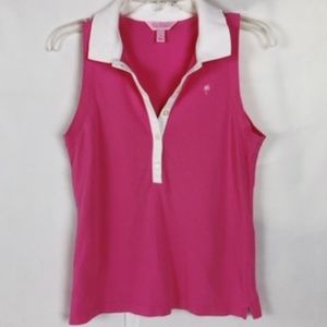 LILLY PULITZER PINK MICHELLE SLEEVELESS POLO